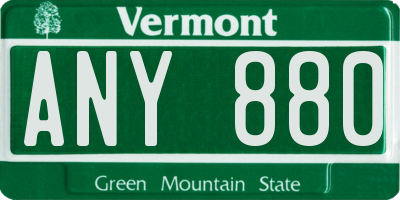 VT license plate ANY880
