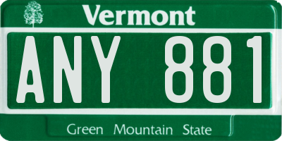VT license plate ANY881