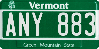 VT license plate ANY883