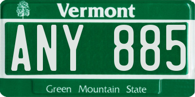 VT license plate ANY885