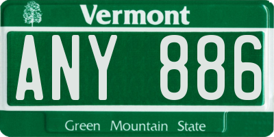 VT license plate ANY886