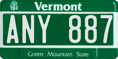 VT license plate ANY887