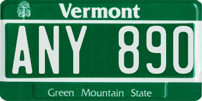 VT license plate ANY890
