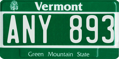 VT license plate ANY893