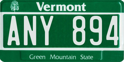 VT license plate ANY894