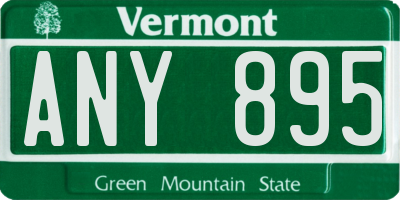 VT license plate ANY895