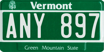 VT license plate ANY897