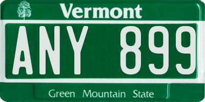 VT license plate ANY899