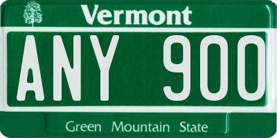 VT license plate ANY900