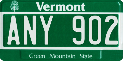 VT license plate ANY902