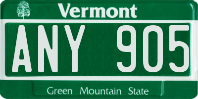 VT license plate ANY905