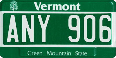 VT license plate ANY906