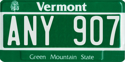VT license plate ANY907