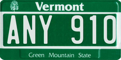 VT license plate ANY910