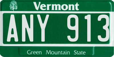 VT license plate ANY913