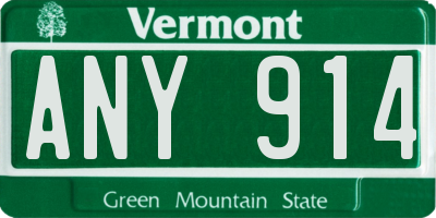 VT license plate ANY914