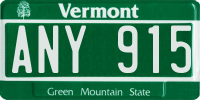 VT license plate ANY915