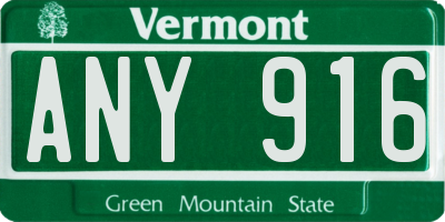 VT license plate ANY916
