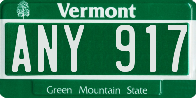 VT license plate ANY917