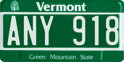 VT license plate ANY918