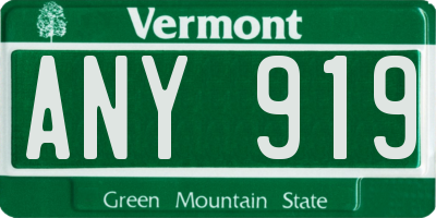 VT license plate ANY919
