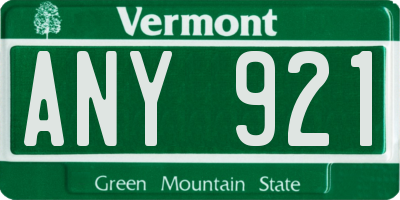 VT license plate ANY921