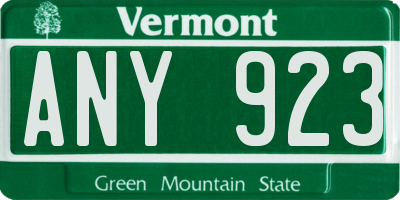 VT license plate ANY923