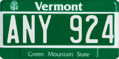 VT license plate ANY924