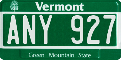 VT license plate ANY927