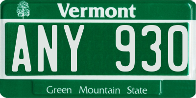 VT license plate ANY930