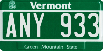 VT license plate ANY933