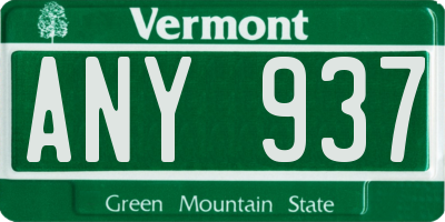 VT license plate ANY937