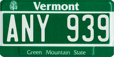 VT license plate ANY939