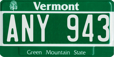 VT license plate ANY943