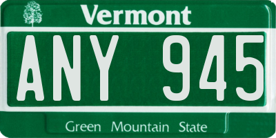 VT license plate ANY945