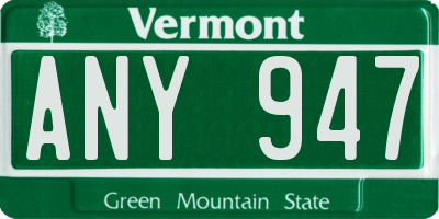 VT license plate ANY947