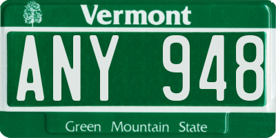VT license plate ANY948