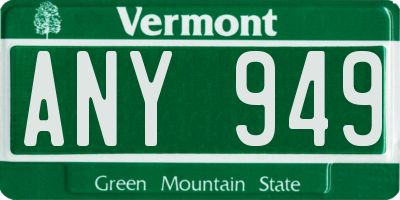 VT license plate ANY949