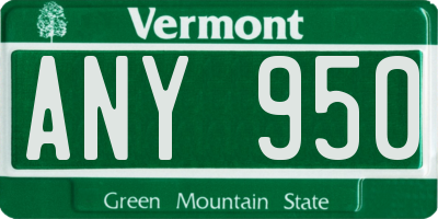 VT license plate ANY950
