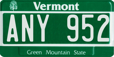 VT license plate ANY952