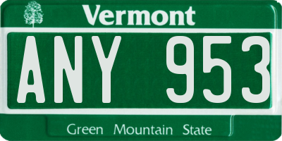VT license plate ANY953