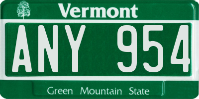 VT license plate ANY954