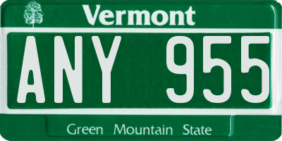VT license plate ANY955