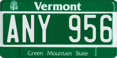 VT license plate ANY956