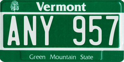 VT license plate ANY957