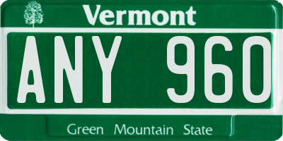 VT license plate ANY960