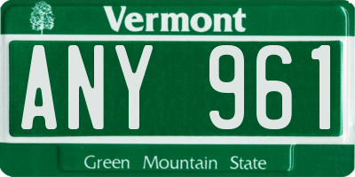 VT license plate ANY961