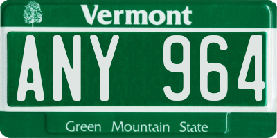 VT license plate ANY964