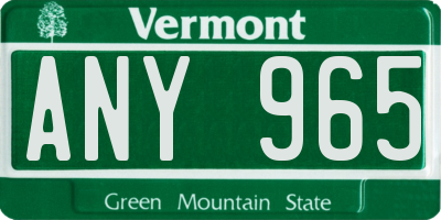 VT license plate ANY965