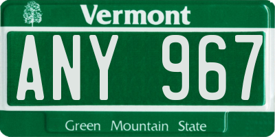 VT license plate ANY967
